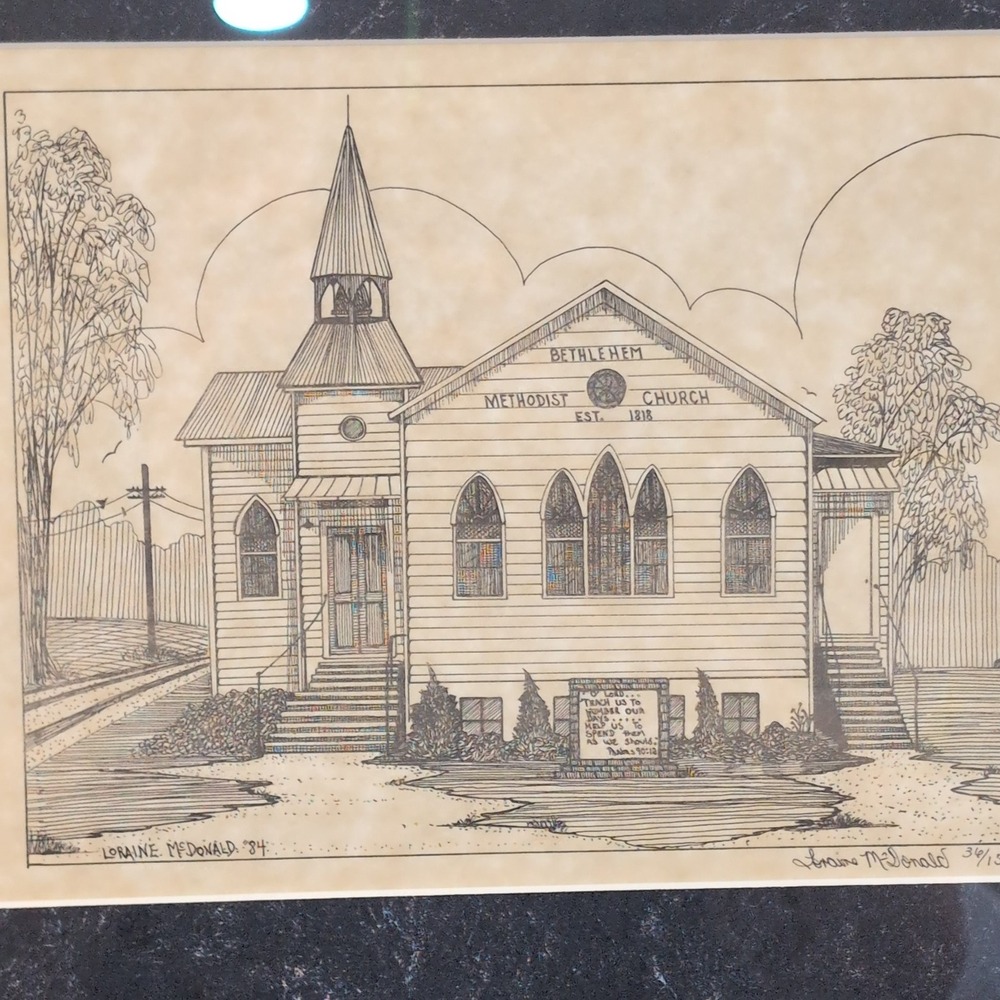 Bethlehem Methodist Church 1984 Signed Print 36/150 Framed Hueytown, Alabama UMC - Picture 2 of 7